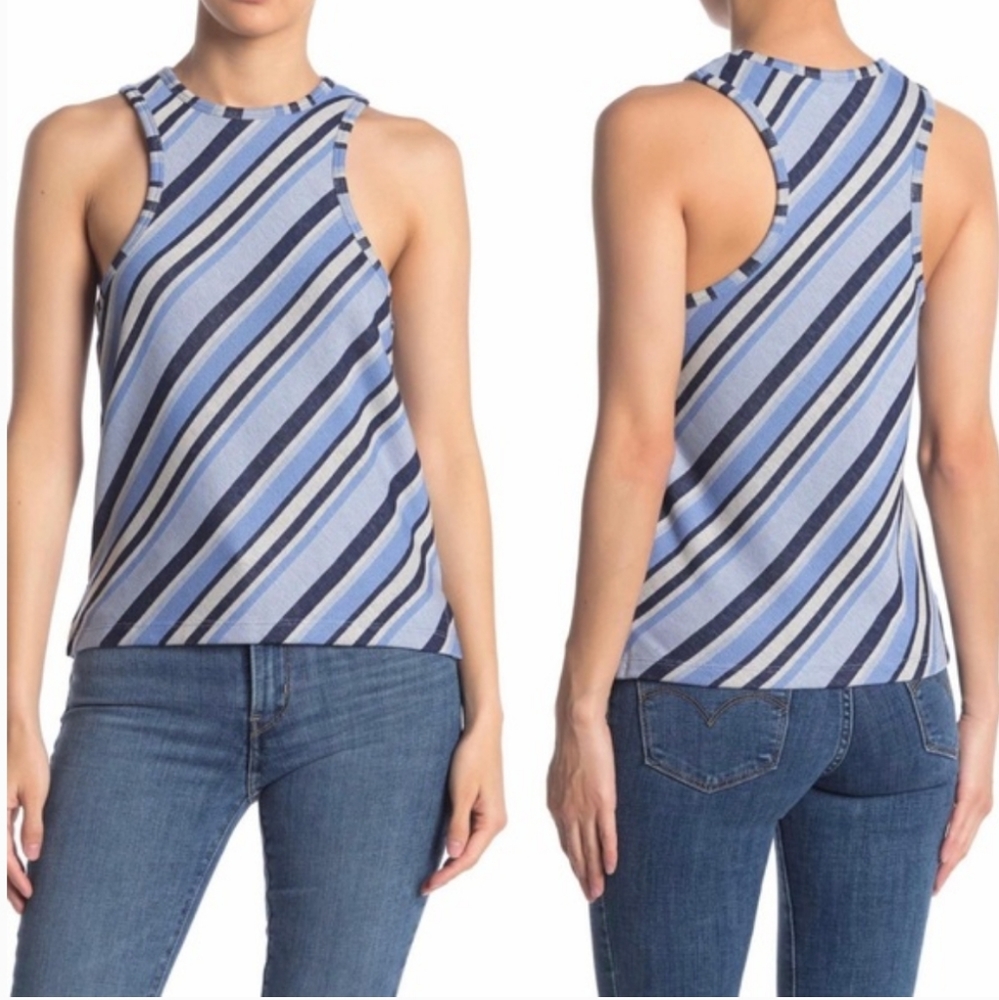 FREE PEOPLE Blue Striped Sidelines Tank Top